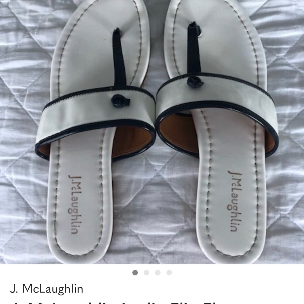 J. McLaughlin White Leather Thong Sandals with Black Trim
New w box